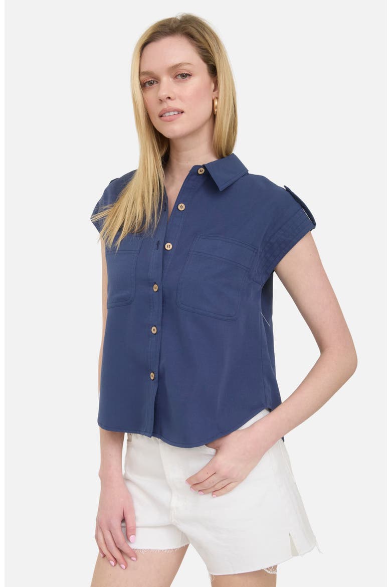 Short Sleeve Button-Up Shirt, Alternate, color, NAVY