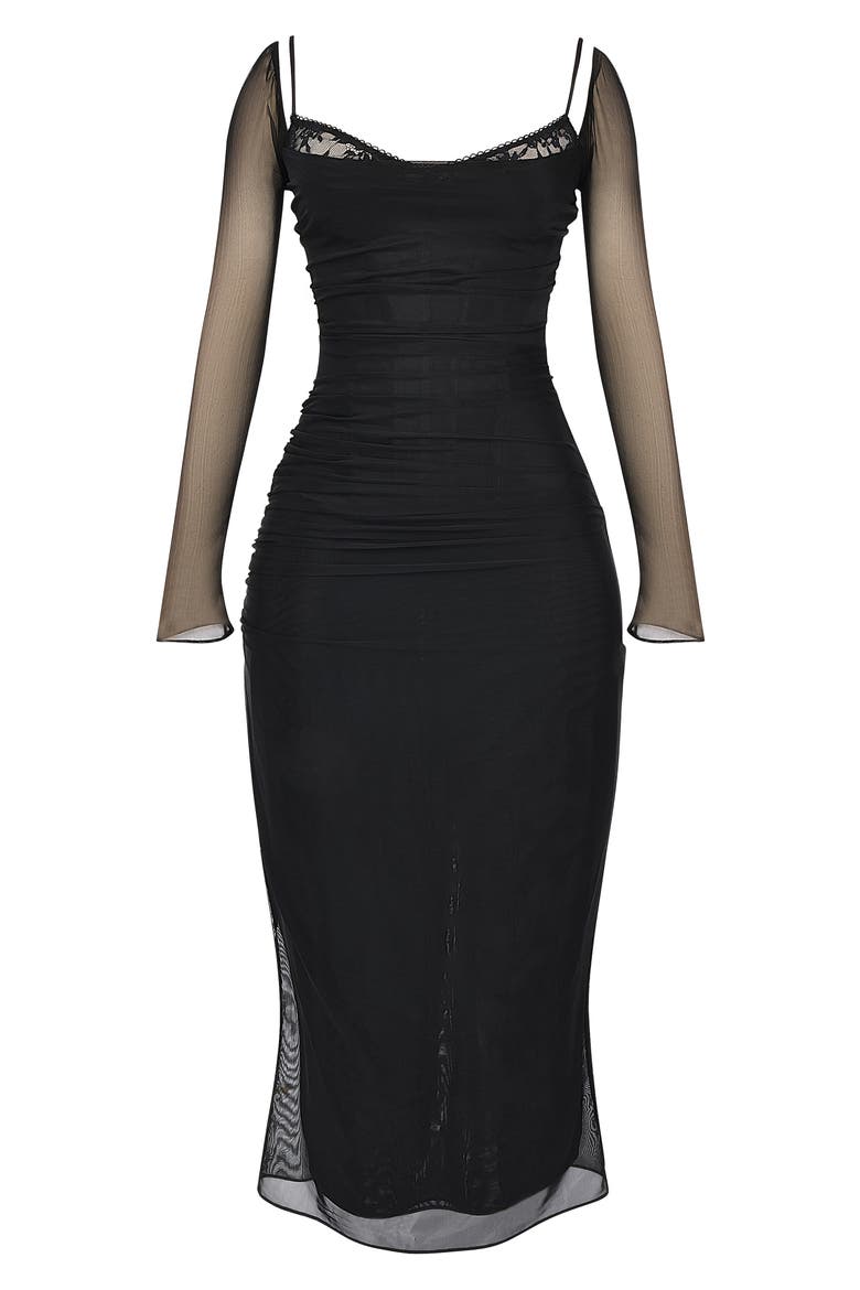 lace cap sleeve long matte mesh dress Lace Cap Sleeve Long Matte Mesh Dress