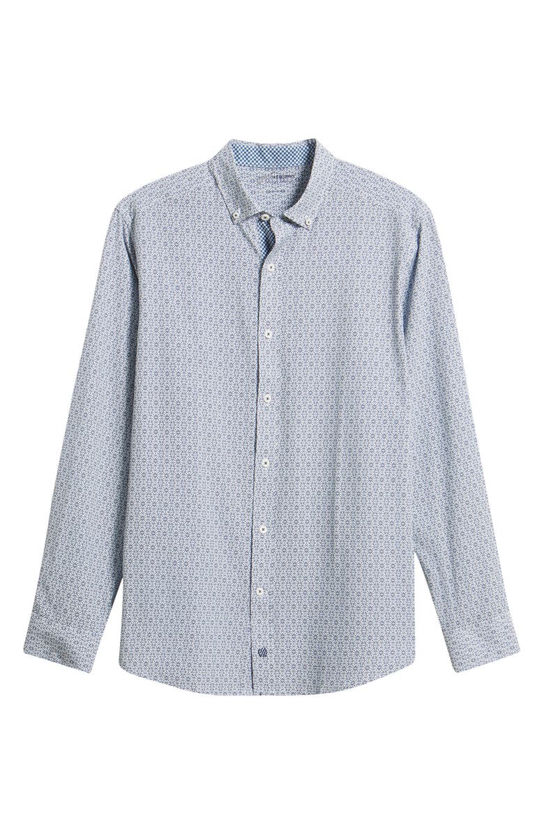 Johnston & Murphy XC+<sup>™</sup> Football Print Performance Button-Down Shirt, Alternate, color, Navy