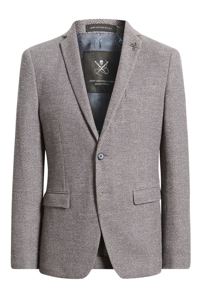Varick Slim Fit Knit Herringbone Sport Coat, Alternate, color, NAVY/ BURGUNDY