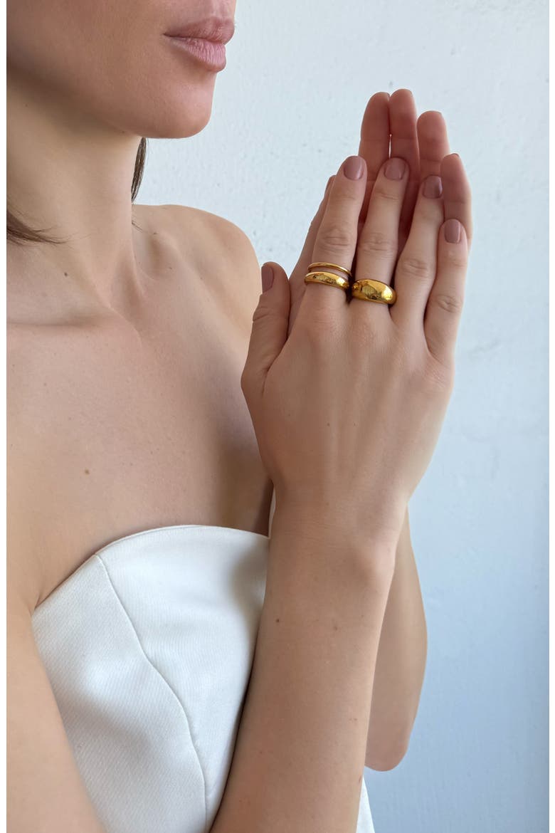 Set of 3 Stackable Band Rings, Alternate, color, GOLD