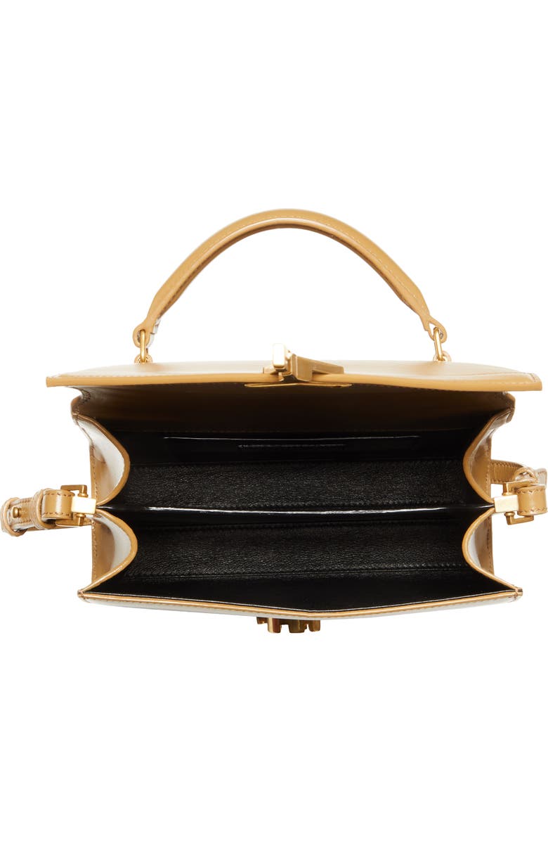Saint Laurent Mini Cassandra Leather Top Handle Bag, Alternate, color, Cappuccino
