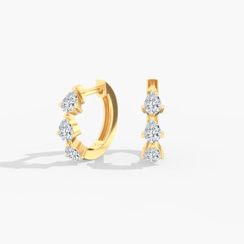 Pear Lab Diamond Huggie in 14K Gold