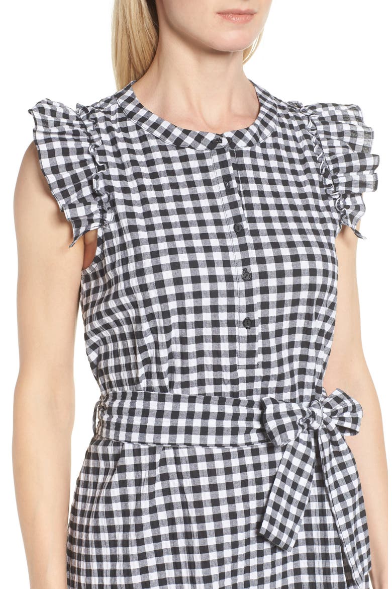 Gibson x Hi Sugarplum! Flamenco Ruffle Trim Dress (Nordstrom Exclusive), Alternate, color, BLACK GINGHAM