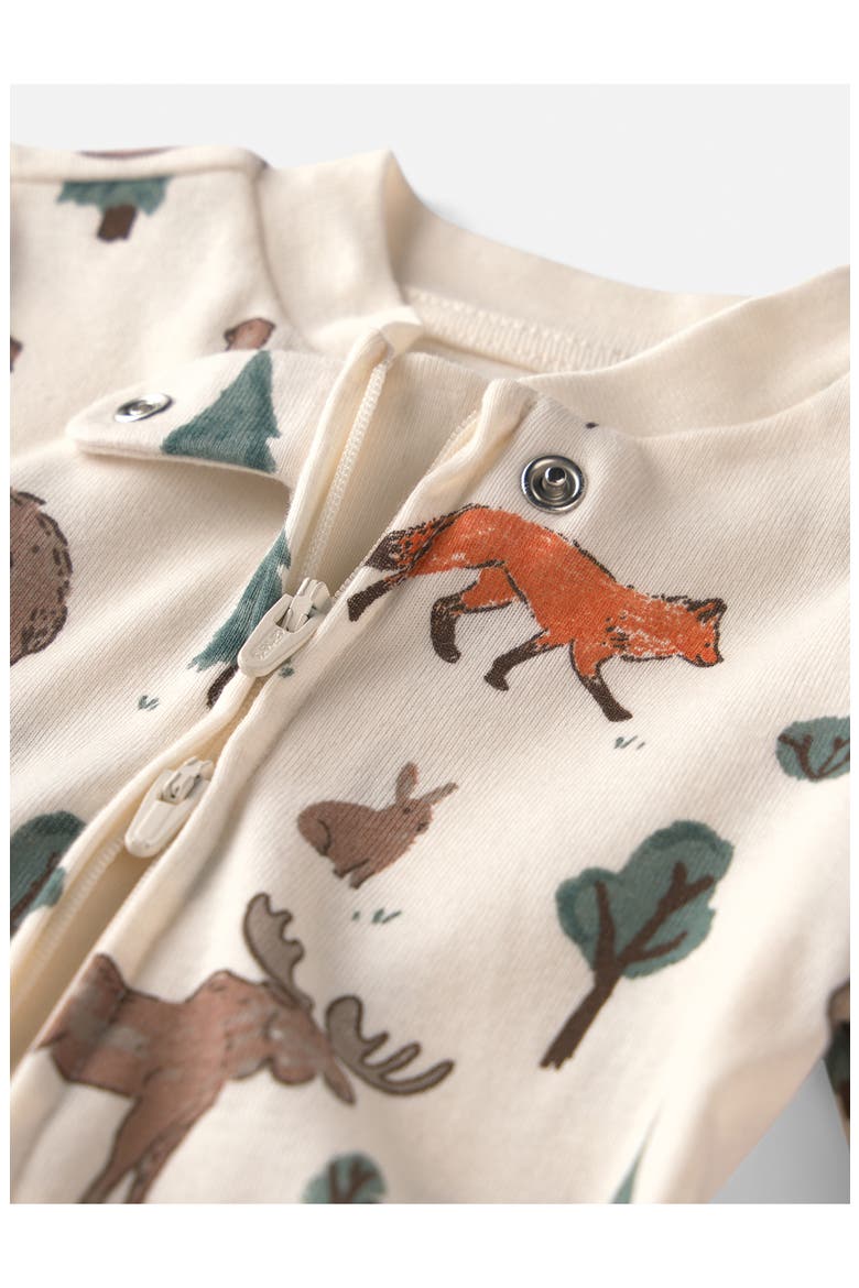 Print Organic Cotton One-Piece Pajamas, Alternate, color, LP WOODLANDS