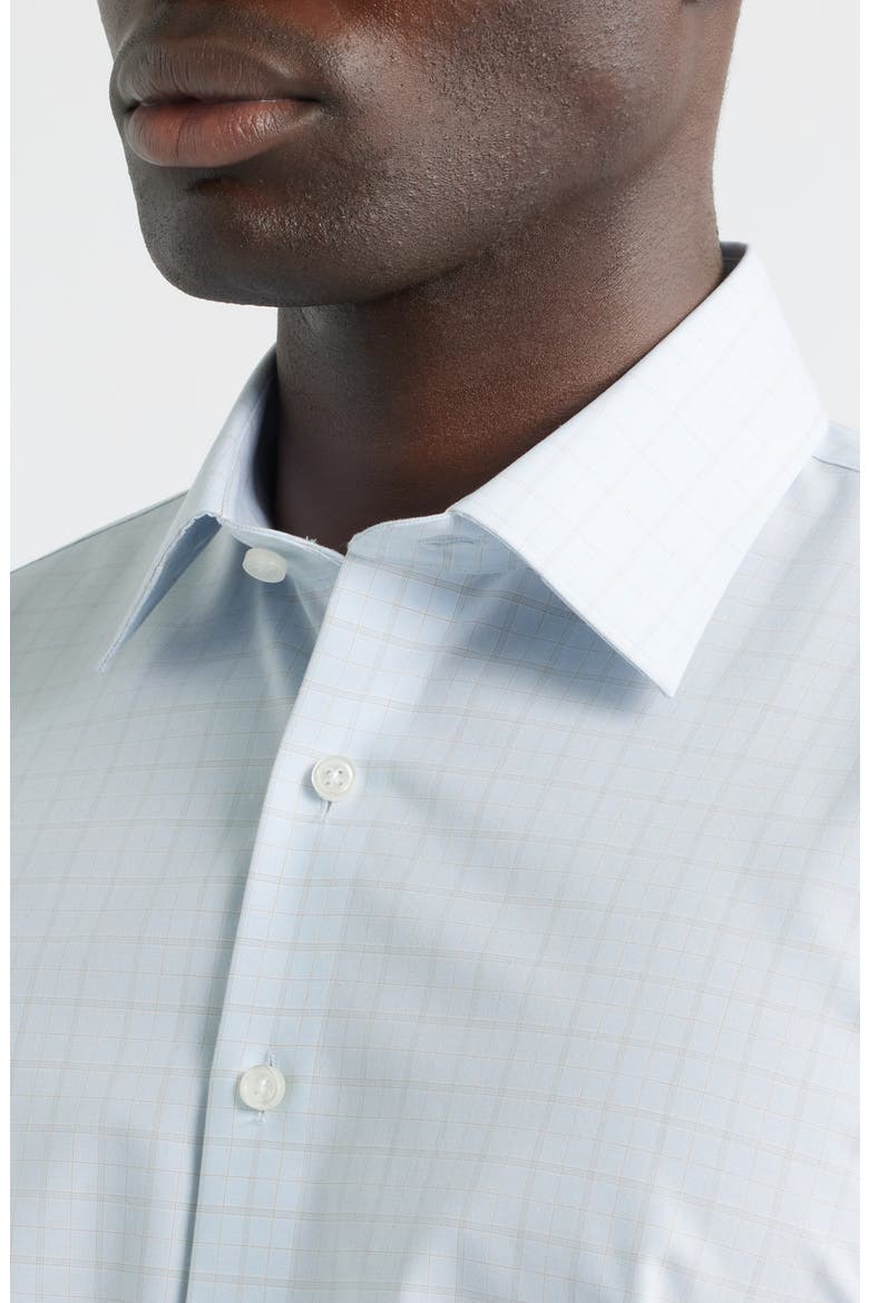 Trim Fit Check Non Iron Cotton Dress Shirt, Alternate, color, BLUE PIPER PLAID
