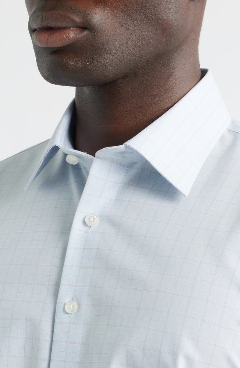 Nordstrom Trim Fit Check Non Iron Cotton Dress Shirt, Alternate, color, Blue Piper Plaid