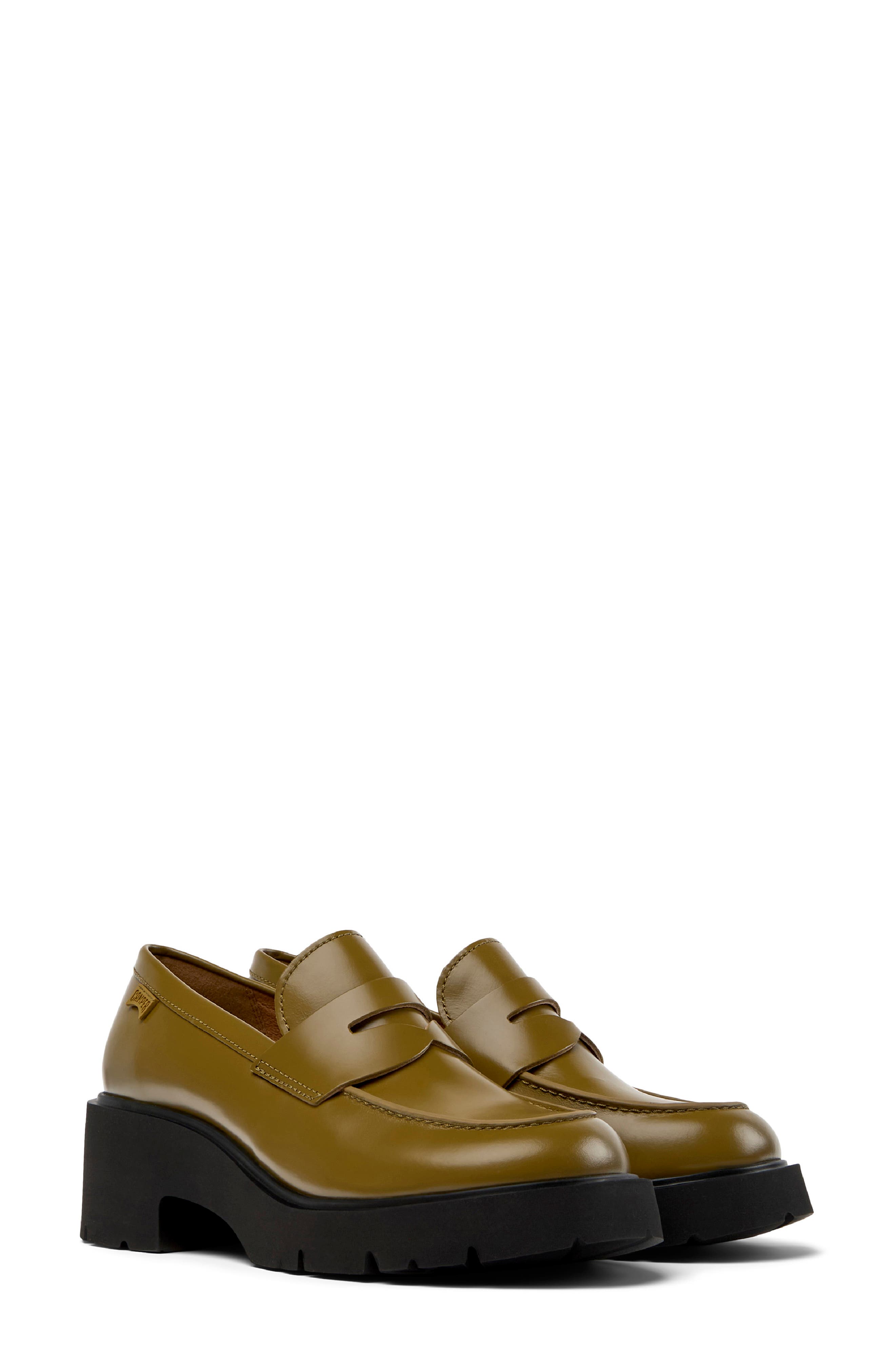 Milah Mismatched Loafers, Main, color, MEDIUM GREEN