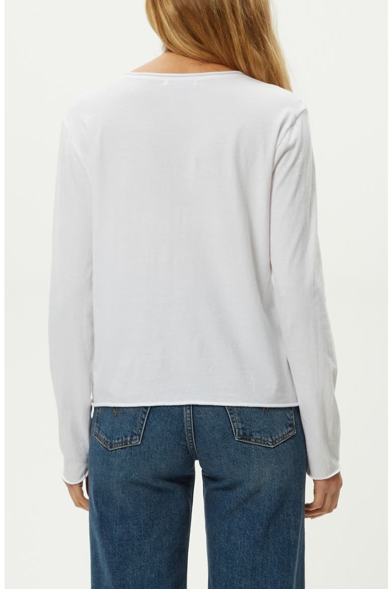 Kailee Long Sleeve V-Neck Cotton T-Shirt, Alternate, color, WHITE