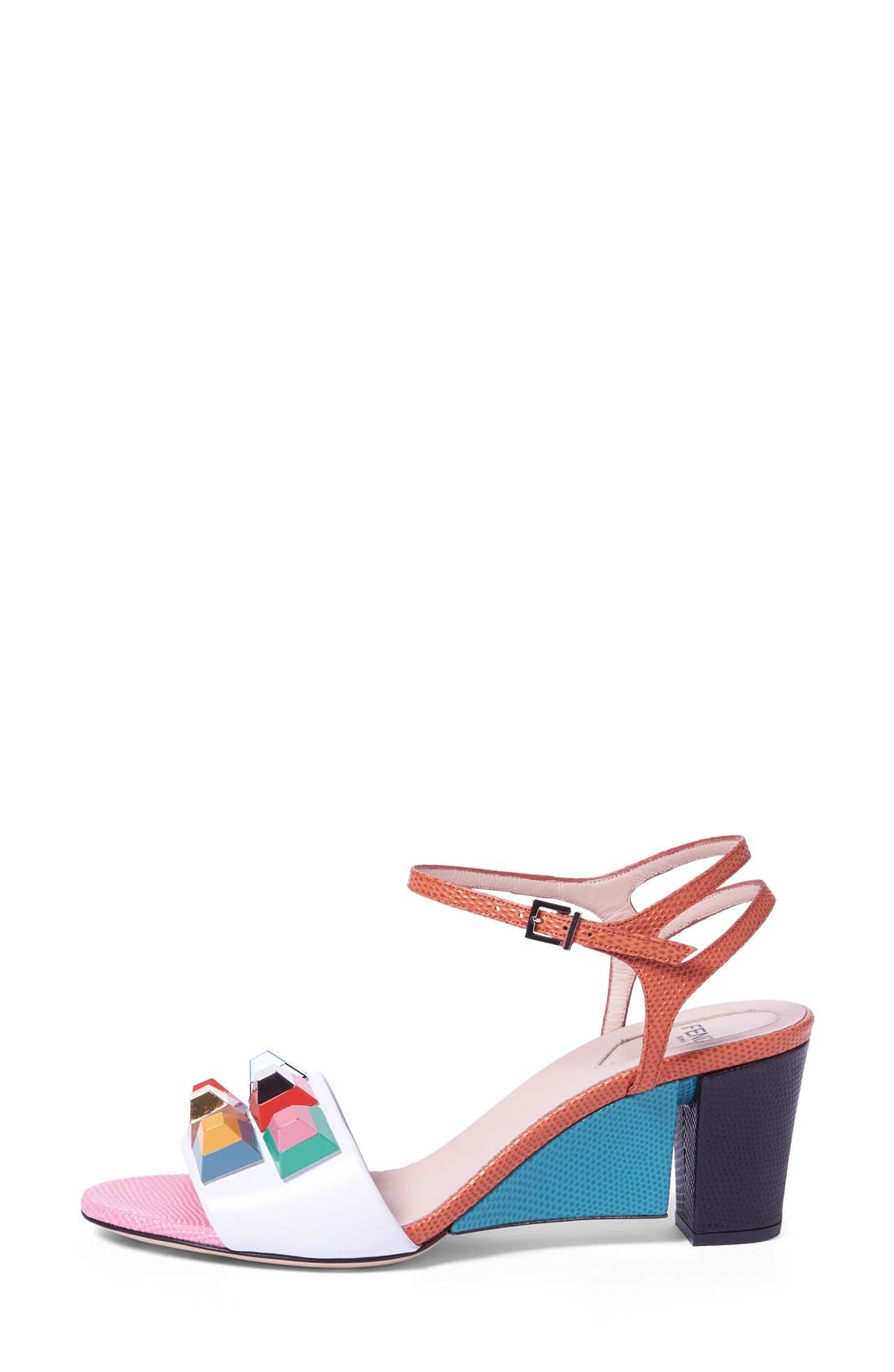 Fendi 'Rainbow' Colorblock Studded Sandal, Alternate, color, 