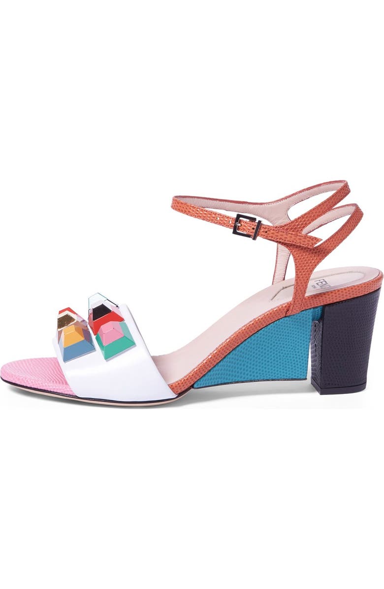 Fendi 'Rainbow' Colorblock Studded Sandal, Alternate, color,