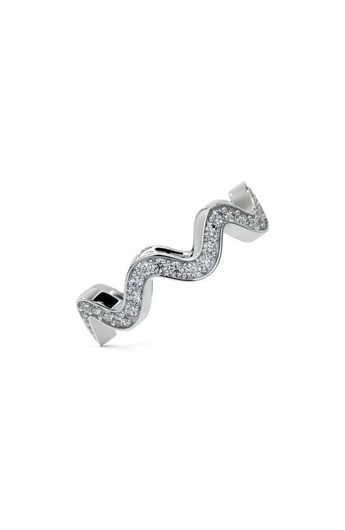 Lagos Sterling Silver Caviar Spark Diamond Wavy Eternity Band In Silver