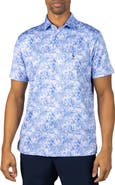 TailorByrd Distressed Tropical Print Performance Polo
