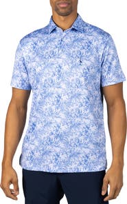 TailorByrd Distressed Tropical Print Performance Polo