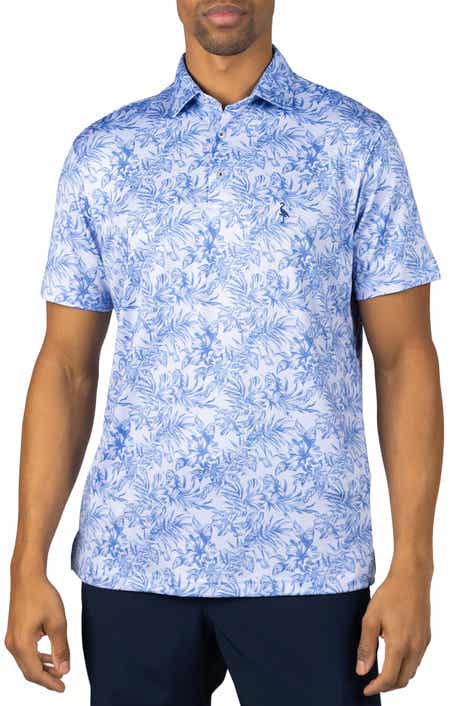 TailorByrd Distressed Tropical Print Performance Polo