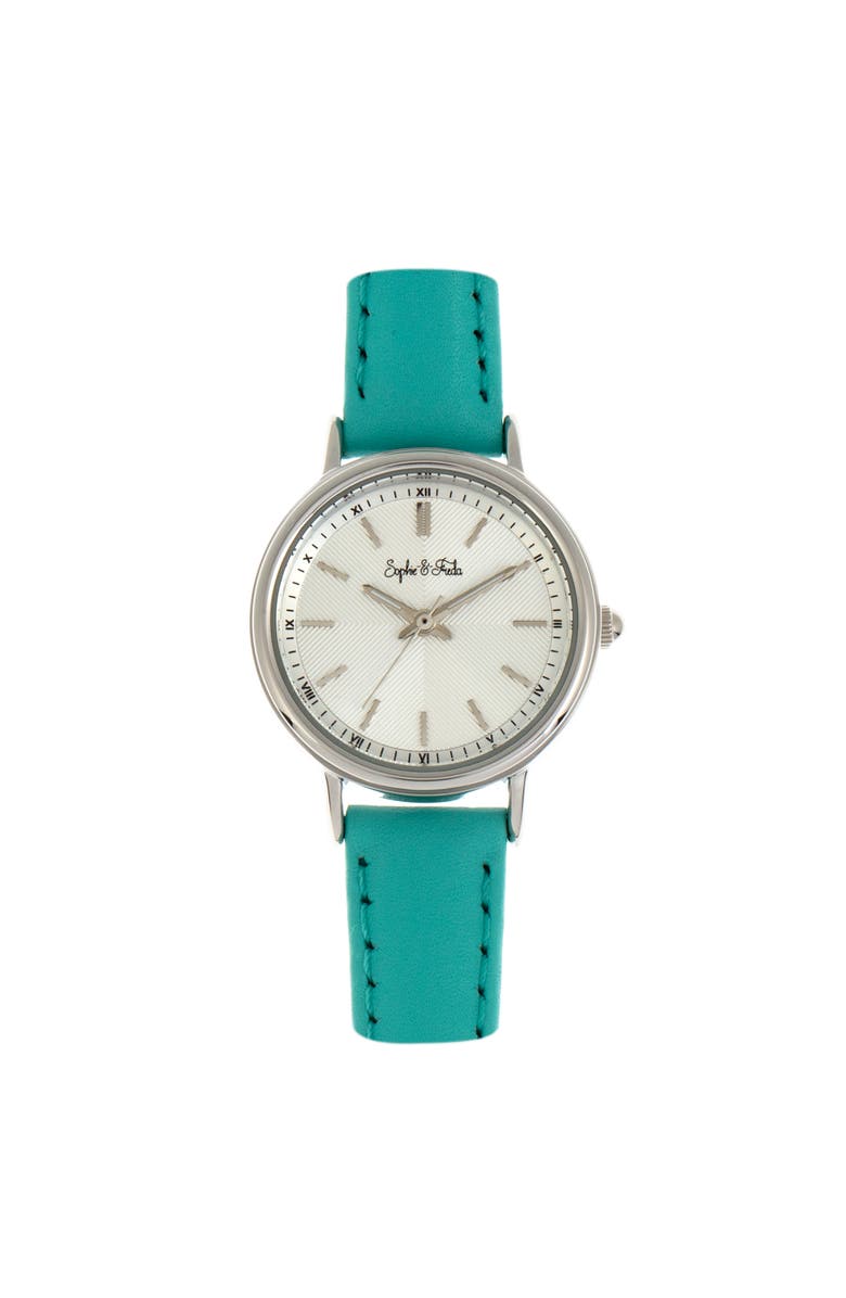 Sophie and Freda Sophie & Freda Berlin Leather-Band Watch, Main, color, Turquoise