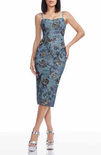 Dress the Population Blakely Floral Embroidery Midi Dress