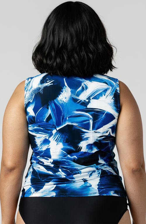 Calypsa Plus Size Closed Back Maya Swim Top In Blue