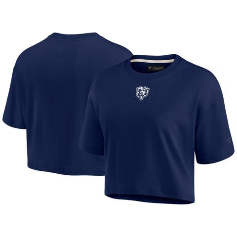 Women's Fanatics Signature Navy Chicago Bears Elements Super Soft Boxy Cropped T-Shirt
