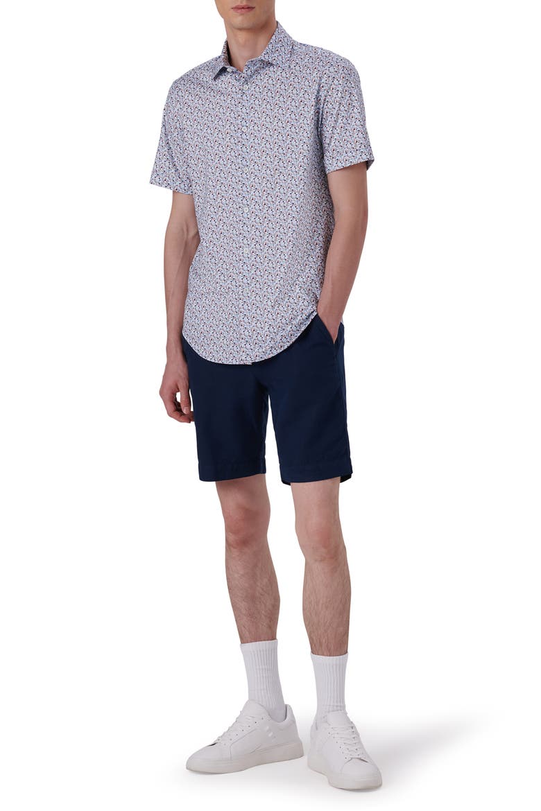 Miles OoohCotton® Confetti Print Short Sleeve Button-Up Shirt, Alternate, color, ICE BLUE