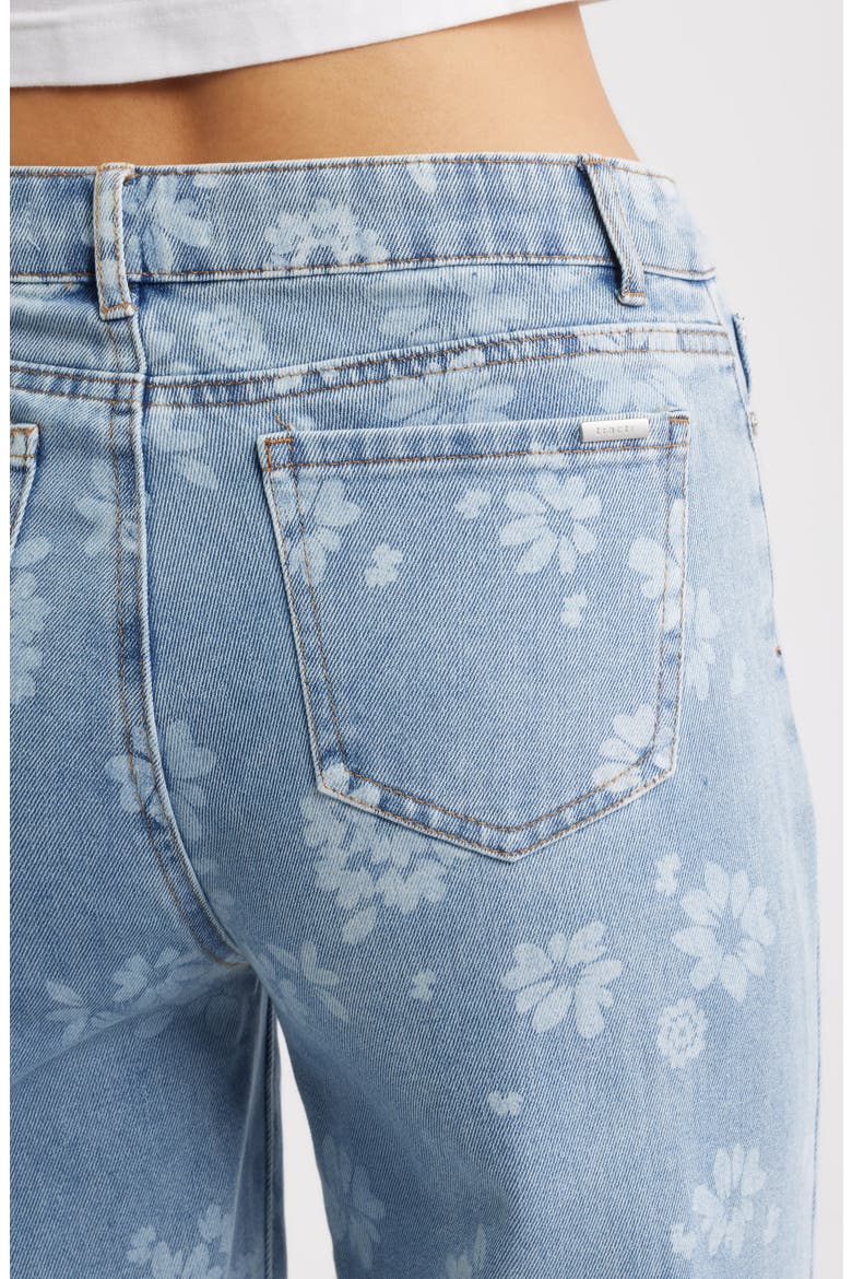 Floral Print Wide Leg Jeans, Alternate, color, LIGHT INDIGO