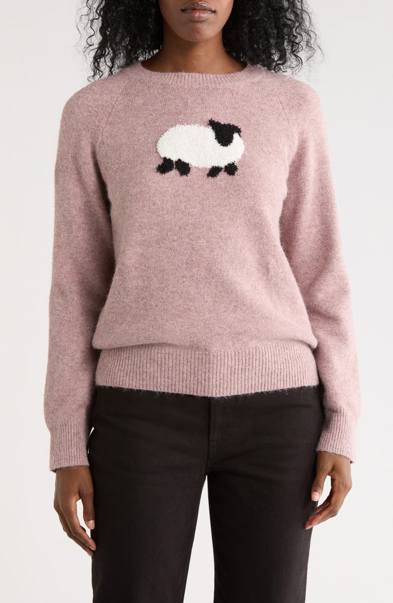 Bobeau Fluffy Sheep Sweater, Main, color, Mauve