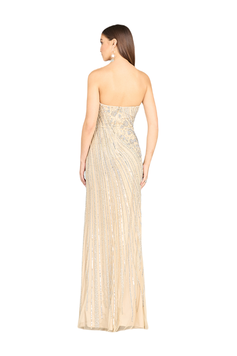 Freddy Strapless Beaded Gown, Alternate, color, NudeSilver
