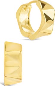 Sterling Forever Ginevra Bolt Hoop Earrings