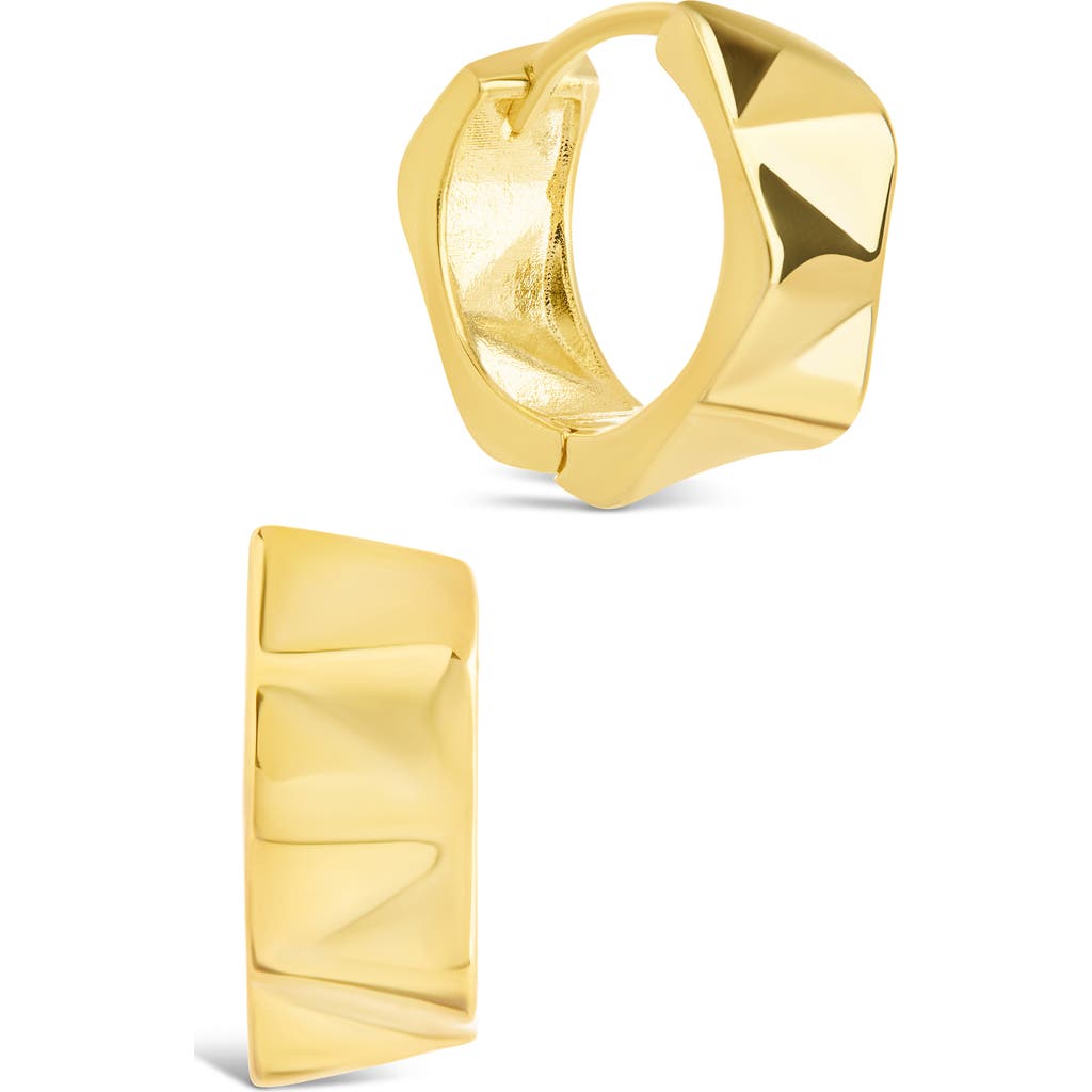 Sterling Forever Ginevra Bolt Hoop Earrings In Gold