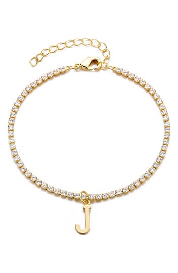 Adornia Initial Charm Tennis Bracelet In Gold