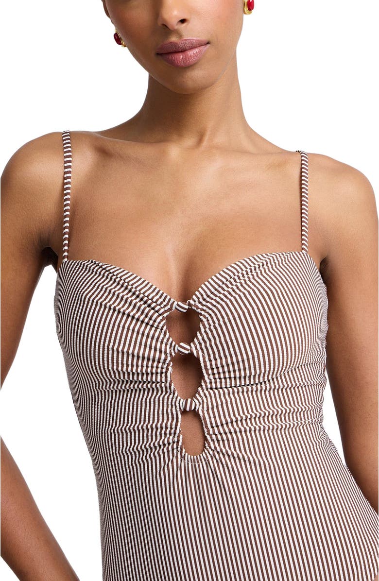 Onia Colette One-Piece, Alternate, color, Brown/White