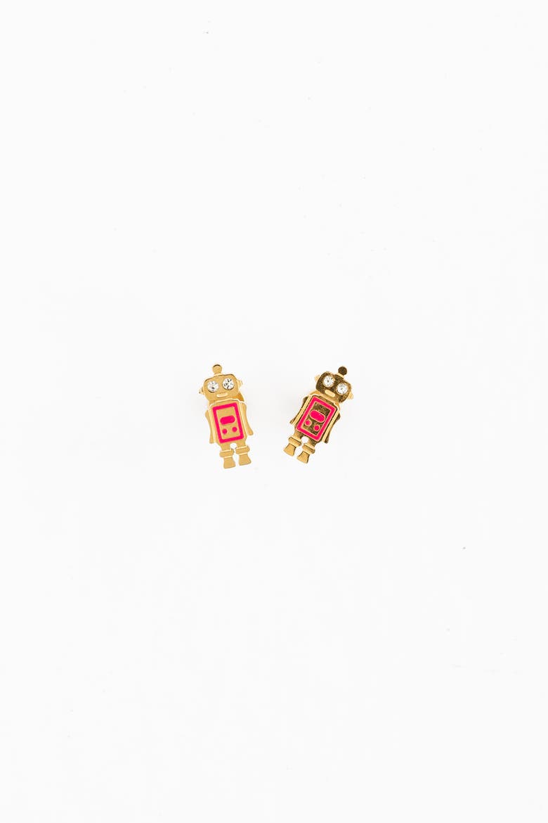 Robot Stud Earrings, Alternate, color, Multi