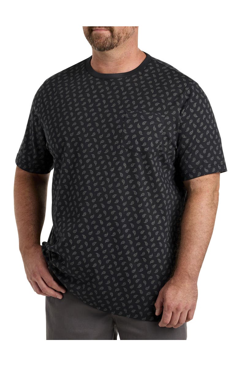 Harbor Bay by DXL Paisley Print Pocket T-Shirt, Main, color, Black/Grey