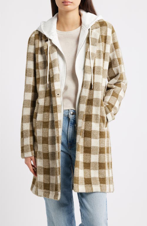Thread & Supply Plaid Coat With Bib Hoodie In Green