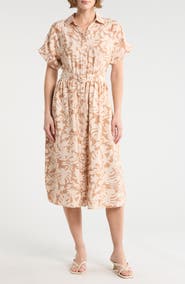 Lucky Brand Short Sleeve Belted Button-Up Shirtdress
