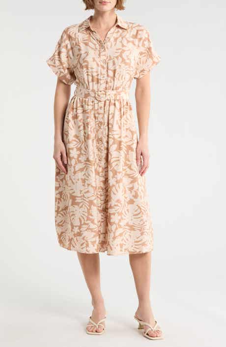 Lucky Brand Short Sleeve Belted Button-Up Shirtdress