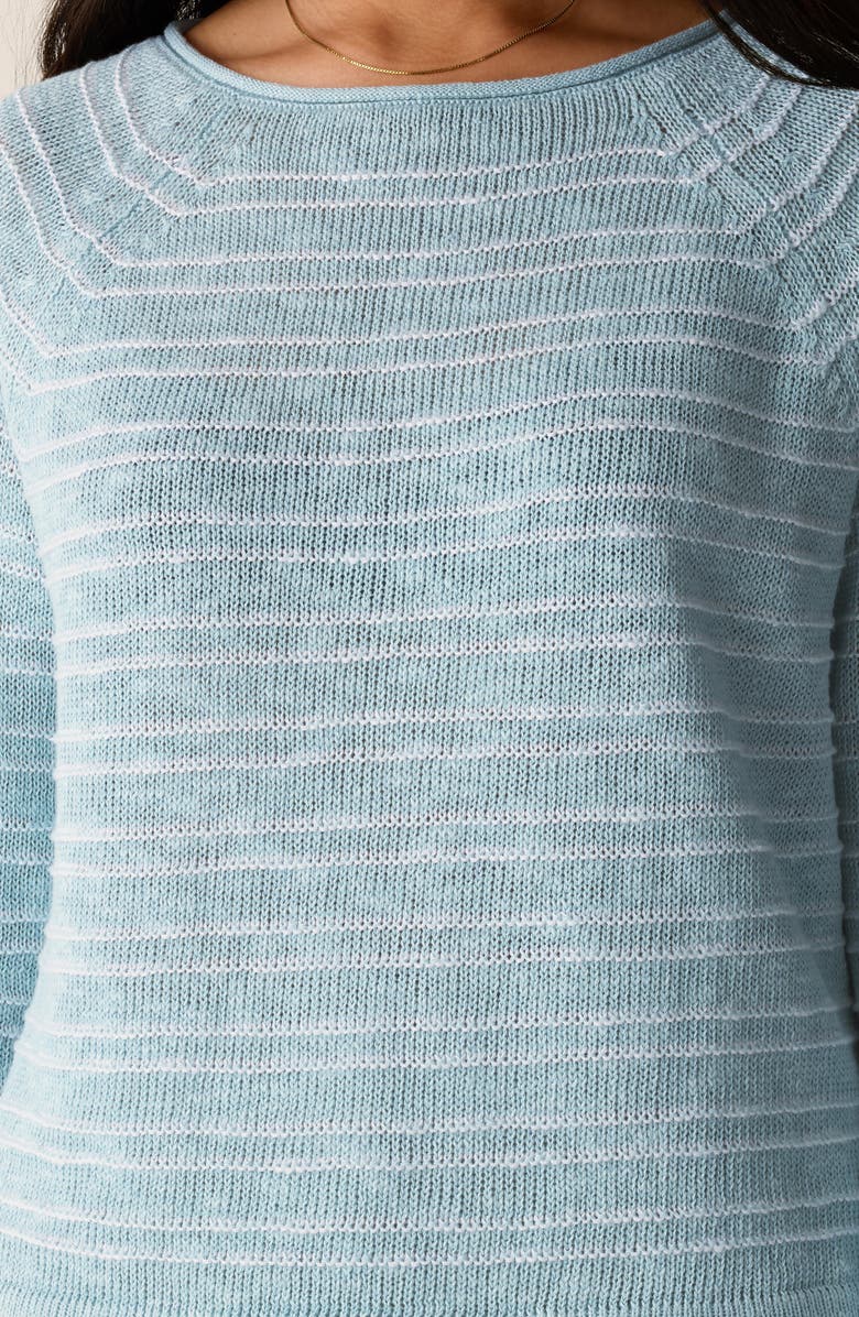 Eileen Fisher Bateau Neck Stripe Sweater, Alternate, color, Breeze