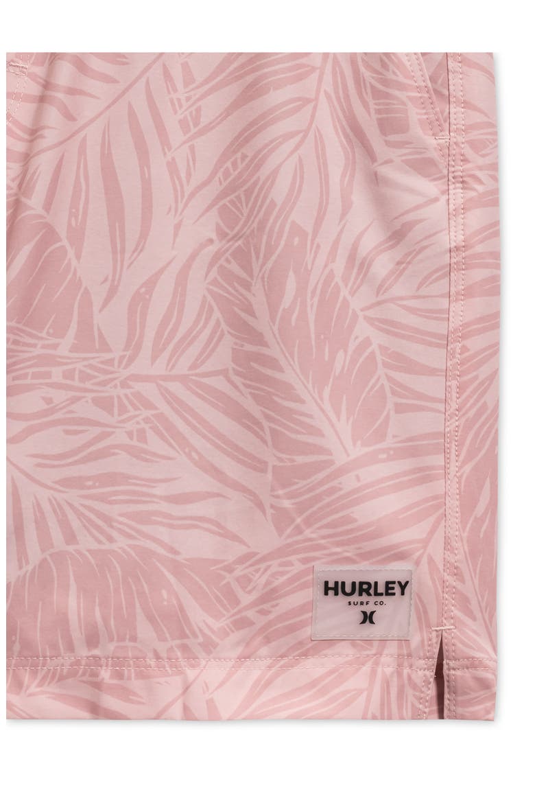 Tropic Leaves Volley Swim Shorts, Alternate, color, DARK BEIGE