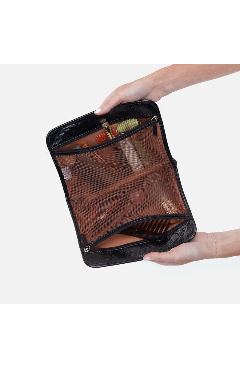 HOBO Large Beauty Leather Cosmetics Pouch, Alternate, color, Black