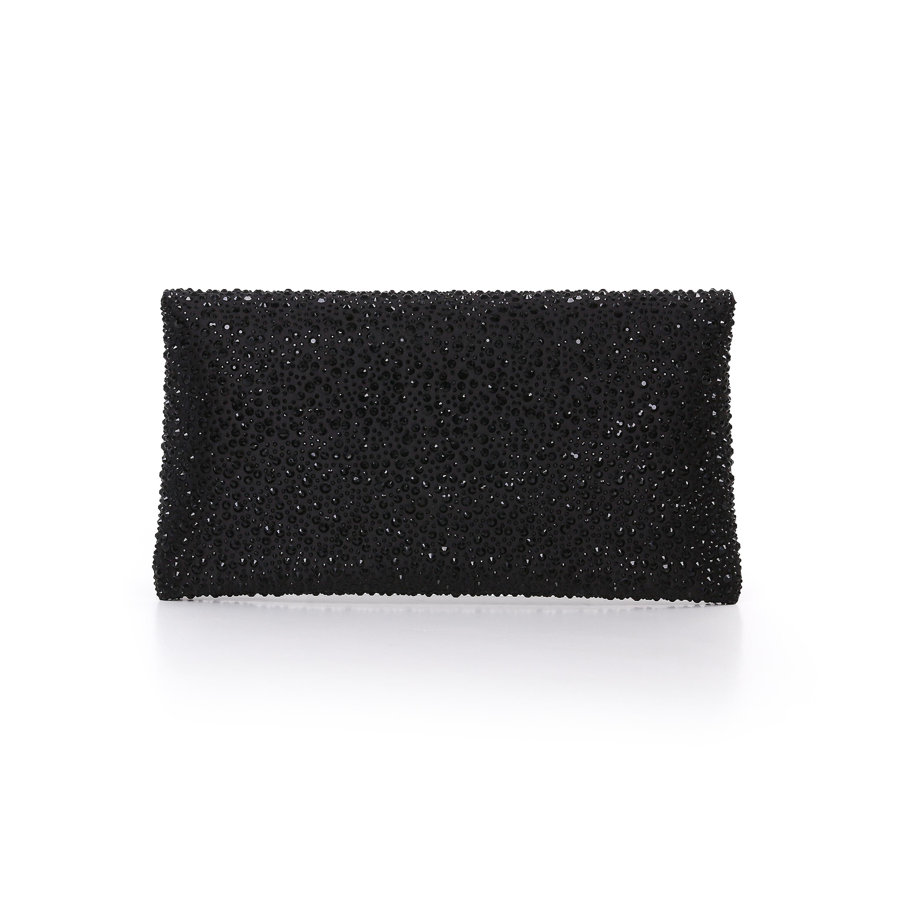 Juliet Mixed Crystal Envelope Clutch, Alternate, color, Black