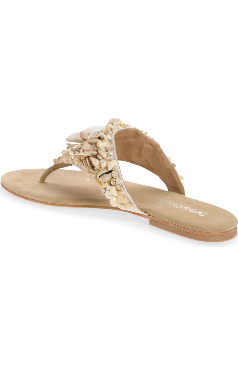 Jeffrey Campbell Tidal Wave Shell Embellished Thong Sandal, Alternate, color, Beige Suede Combo