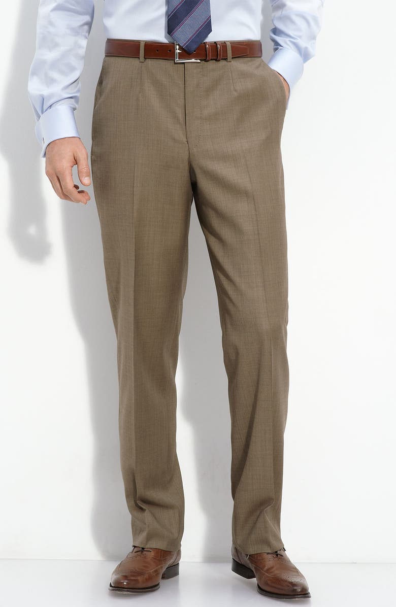 Hickey Freeman Brown Worsted Wool Suit, Alternate, color, 