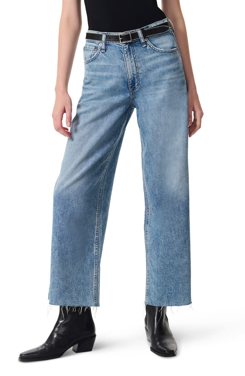 rag & bone Featherweight Andi High Waist Ankle Wide Leg Jeans, Main, color, Beacon