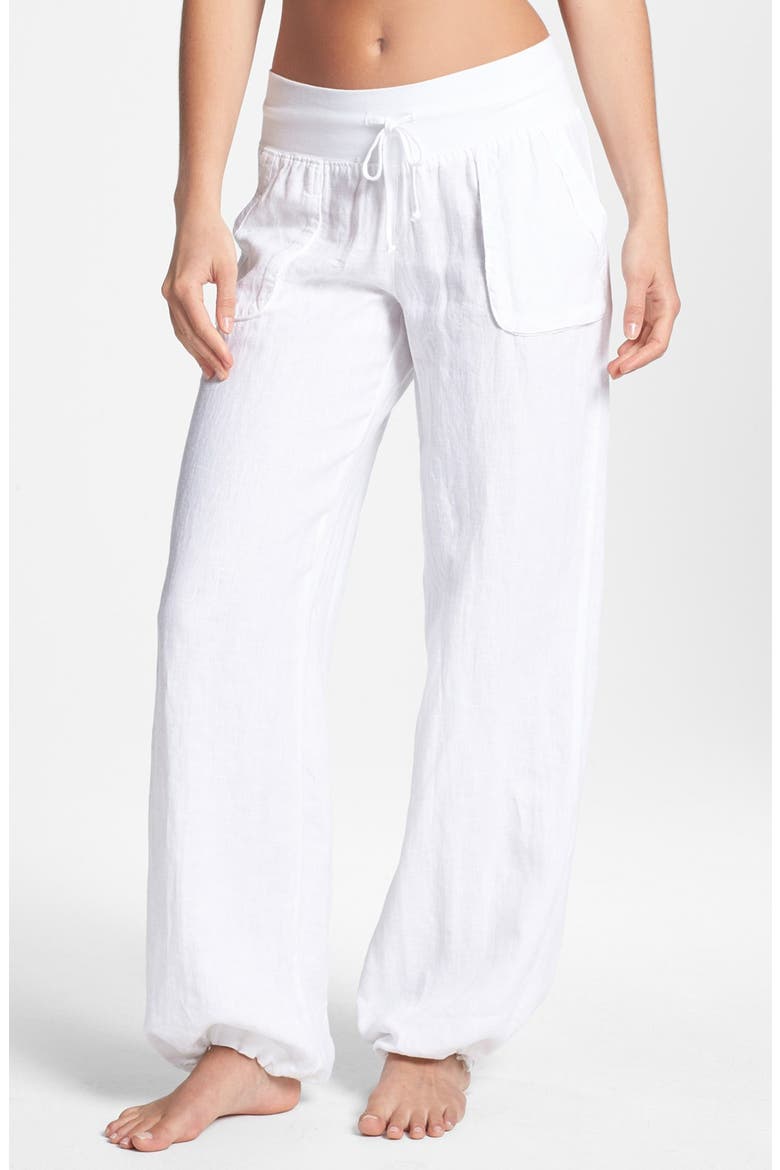 Relaxed Linen Cargo Pants, Main, color, WHITE