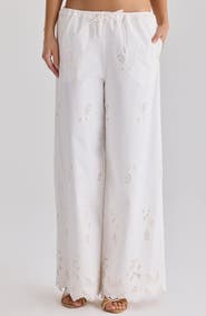 HOUSE OF CB Mirea Broderie Anglaise Wide Leg Pants