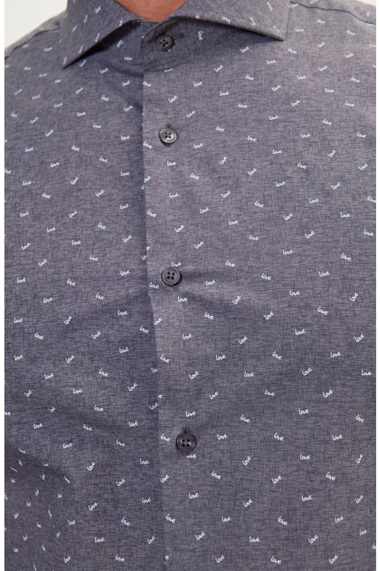 Print Cotton Dress Shirt, Alternate, color, ANTHRACITE
