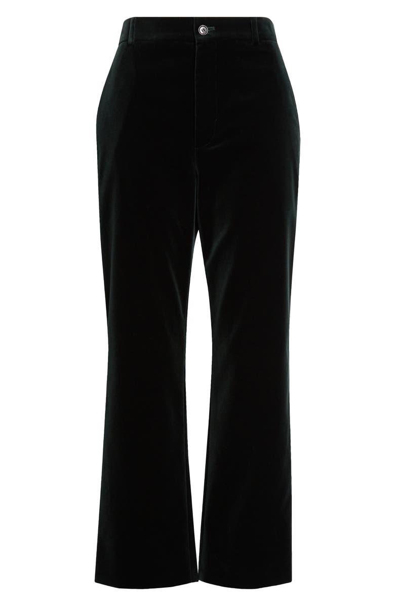 Saint Laurent High Waist Cotton Velour Pants, Alternate, color, Noir