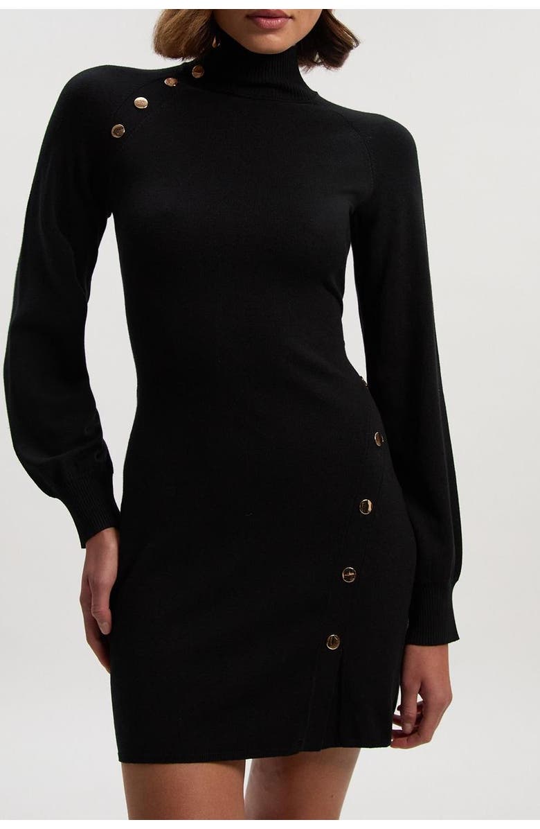 Karen Millen Viscose Blend Popper Knit Mini Dress, Alternate, color, Black