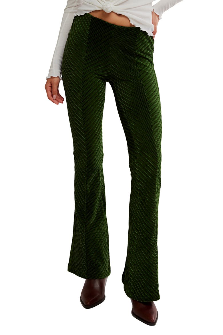 Penny Flare Velvet Pants, Main, color, NIGHT FOREST