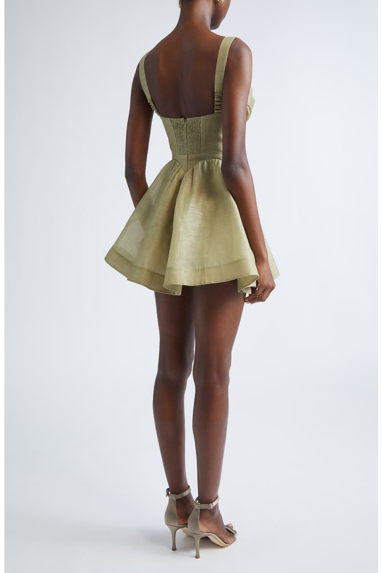 Rebellion Draped Linen & Silk Fit & Flare Minidress, Alternate, color, PALM